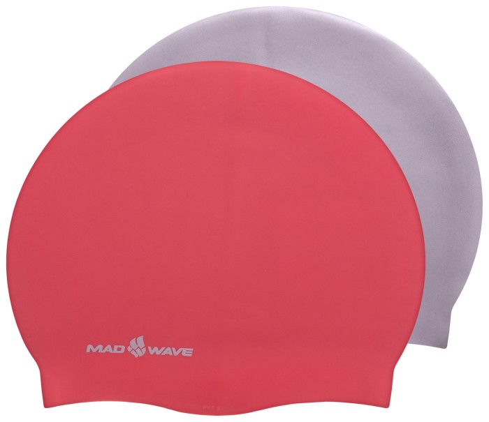Шапочка для плавания двусторонняя MadWave Reverse CHAMPION M055001 (силикон), розово-серая
