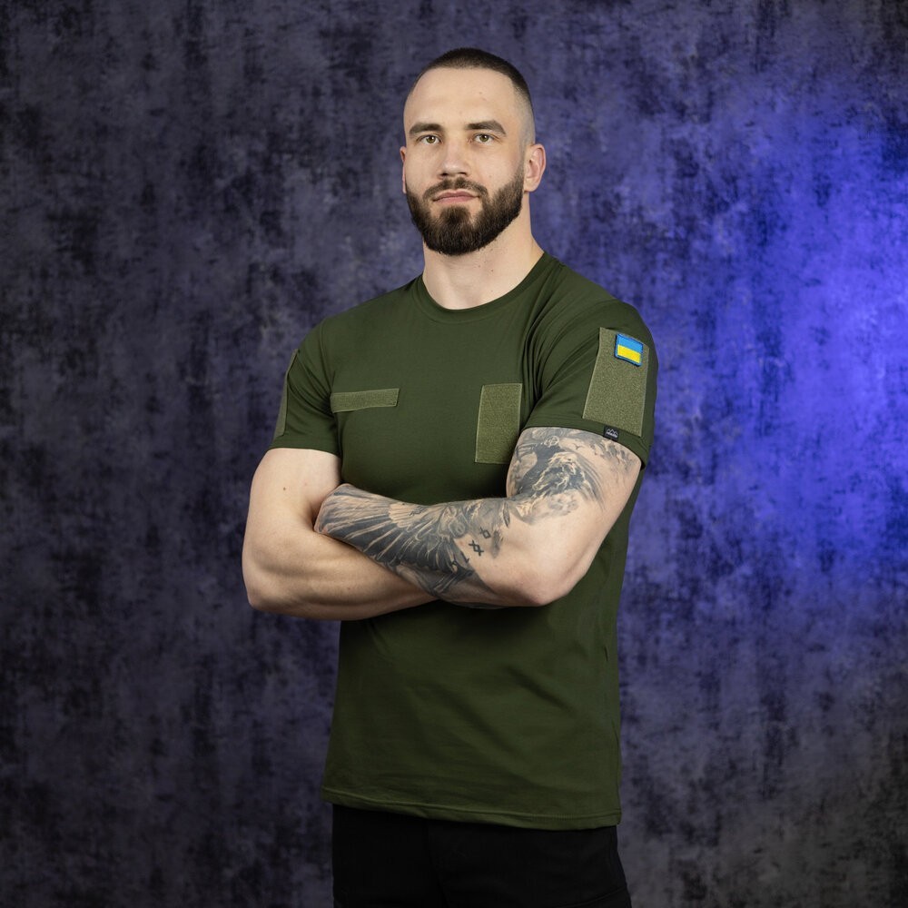 Футболка чоловіча однотонна хакі Pobedov Peremoga Військова