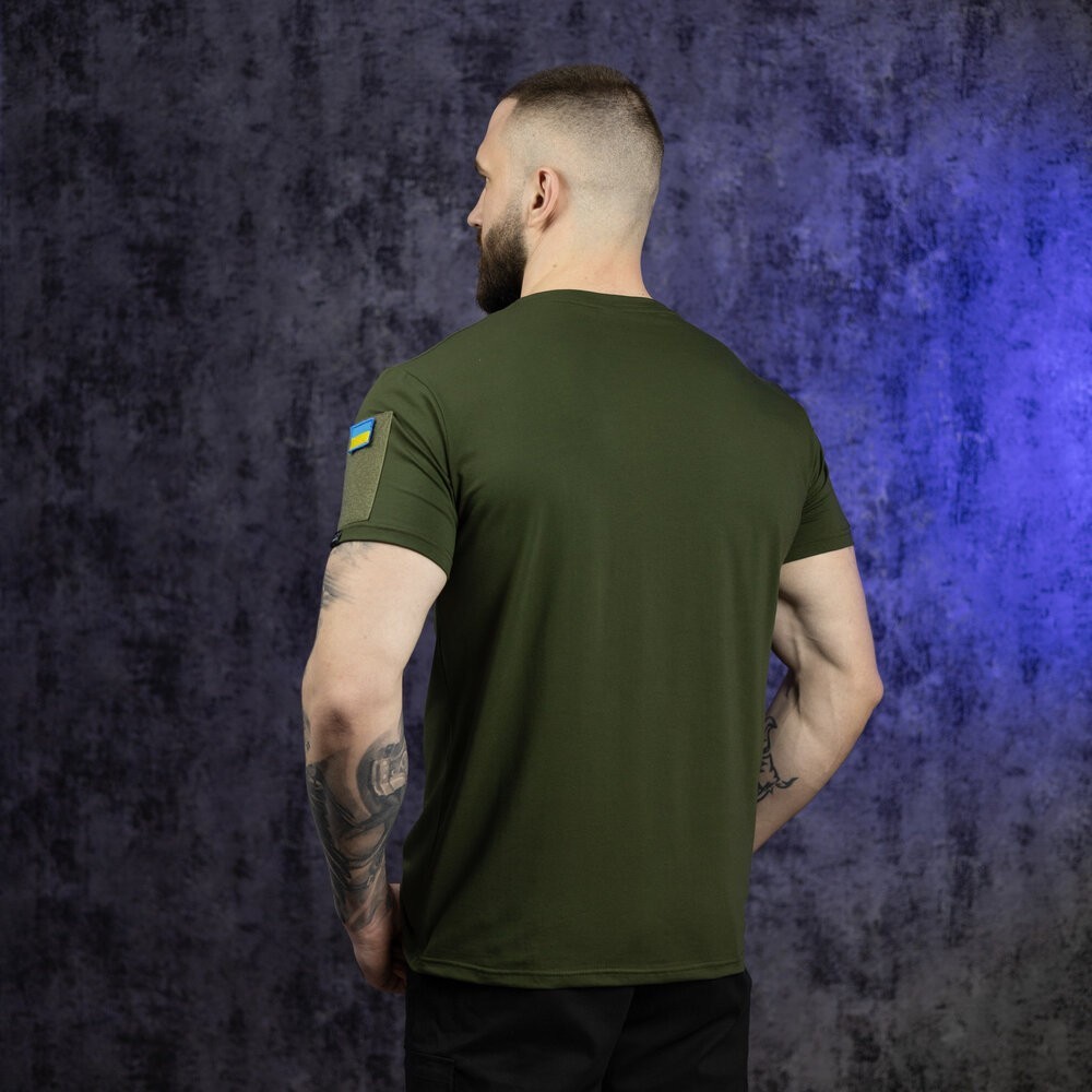 Футболка чоловіча однотонна хакі Pobedov Peremoga Військова, укр, укр