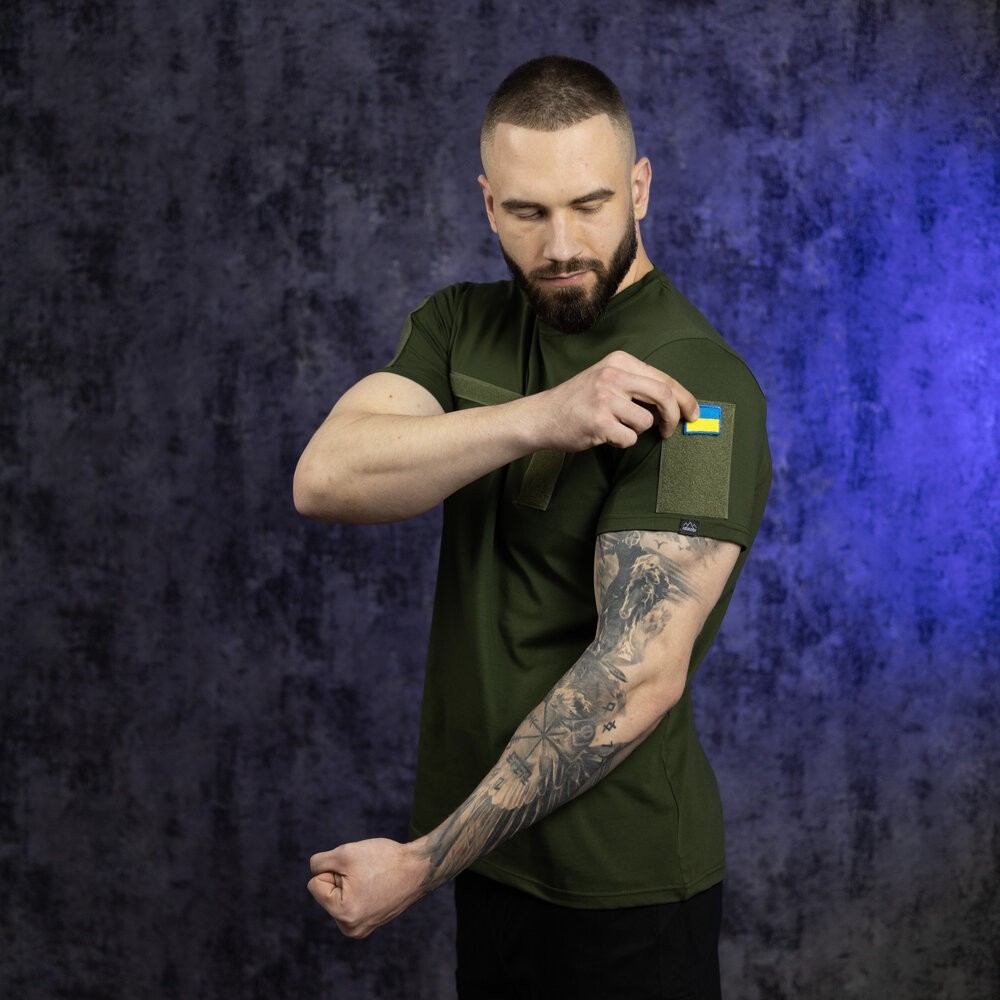 Футболка чоловіча однотонна хакі Pobedov Peremoga Військова, укр, укр