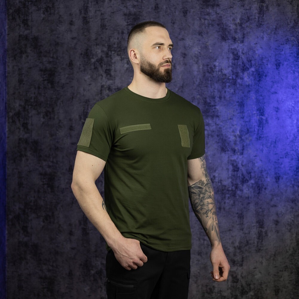 Футболка чоловіча однотонна хакі Pobedov Peremoga Військова, укр, укр