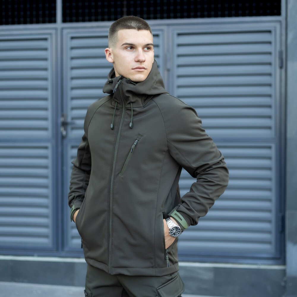 Куртка чоловіча демісезонна з капюшоном хакі Pobedov Matrix, укр, укр