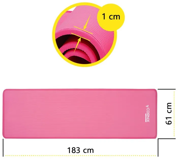 Коврик спортивный Cornix NBR 183 x 61 x 1 cм для йоги и фитнеса XR-0097 Pink/Pink