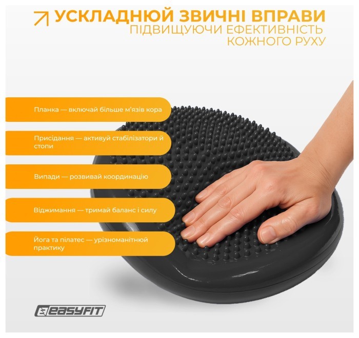 Балансировочная массажная подушка EasyFit Черный