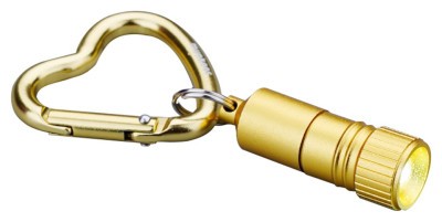Munkees 10883 брелок-ліхтарик Mini LED Flashlight with Heart-Carabiner gold