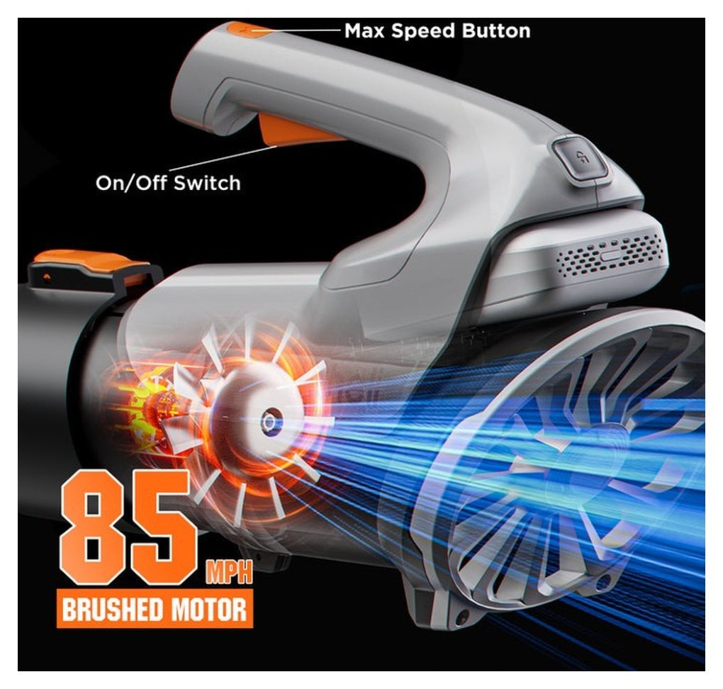 Акумуляторна повітродувка садова Litheli, живлення від павербанку (УМБ Litheli Power Bank 10000 mAh, 45 W, 2А в комплекті), укр, укр