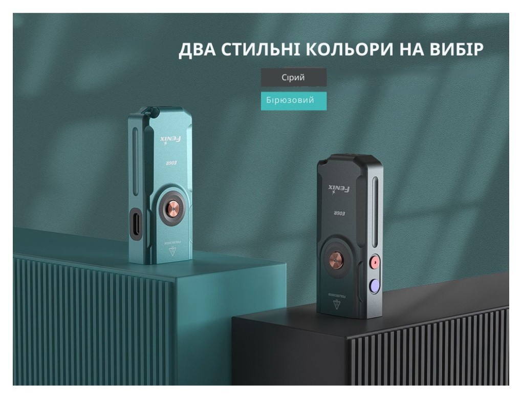 Ліхтар наключний Fenix E06R бірюзовий, укр, укр