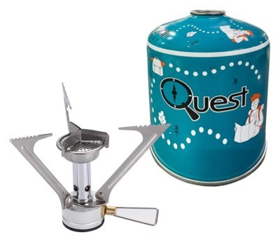 Набор Газовая горелка BRS-1 складная + Газовый баллон резьбовый бутановый Quest, 450гр