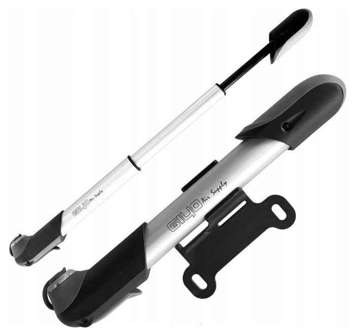 Насос міні телескоп. GIYO GP-06A Алюмiнiй сірий 120psi AV/FV AM (брендоване пакування), укр, укр