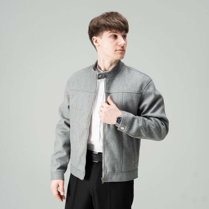 Стильное пальто Slavni серый меланж, Пальто демисезонное Slavni Ego серый меланж