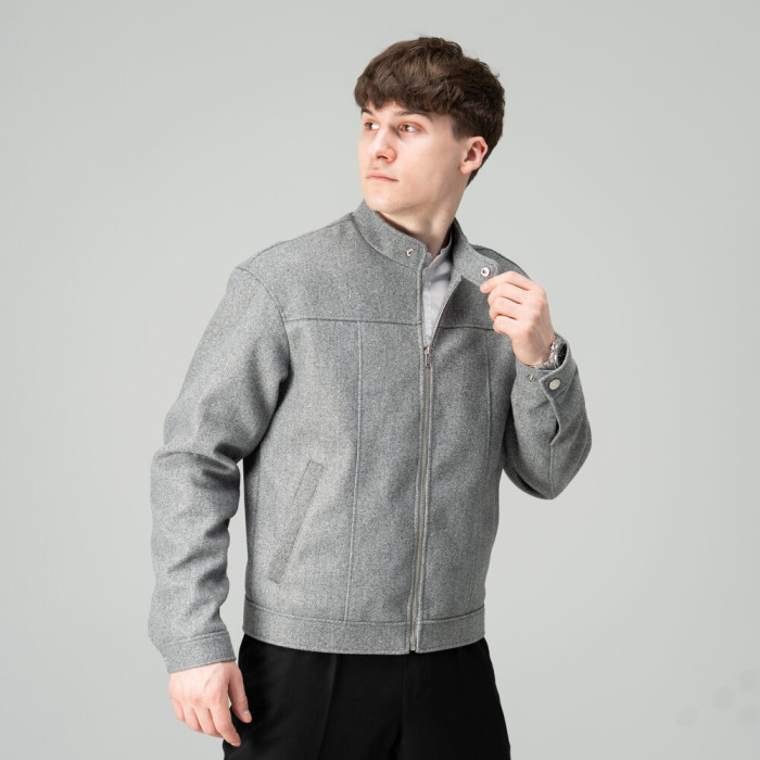 Стильное пальто Slavni серый меланж, Пальто демисезонное Slavni Ego серый меланж