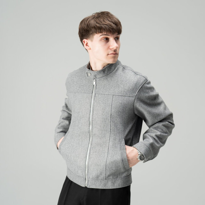 Стильное пальто Slavni серый меланж, Пальто демисезонное Slavni Ego серый меланж