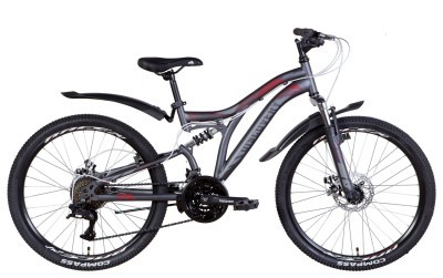 Велосипед 24" Discovery ROCKET AM2 DD 2022 (темно-серый с красным (м))