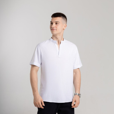 Чоловіча біла сорочка з коротким рукавом Pobedov Misto