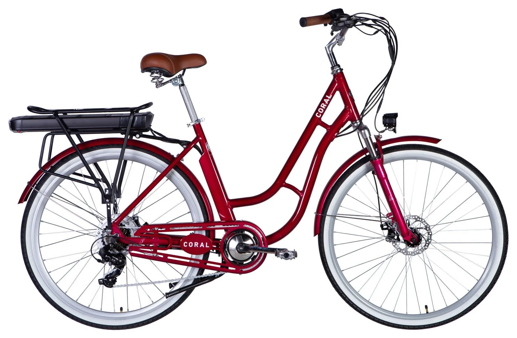 Велосипед з електроприводом 28" AL Dorozhnik eCORAL DD FR рама-19" 48B 13А*г 500Вт рубіновий 2026 (ELB-D-28-117)