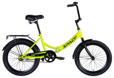 Велосипед ST 20" SPACE -050 тормозная рама- с багажником задн St с крылом St 2024 (салатовый )