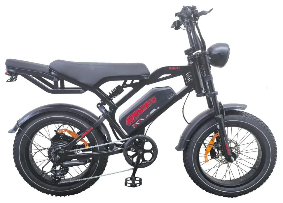 Велосипед з електроприводом 20" ST SPACE POLARIS (new) DD FR рама-21" 48 B 15 А*г 1000 Вт чорний 2026 (ELB-SP-20-010)