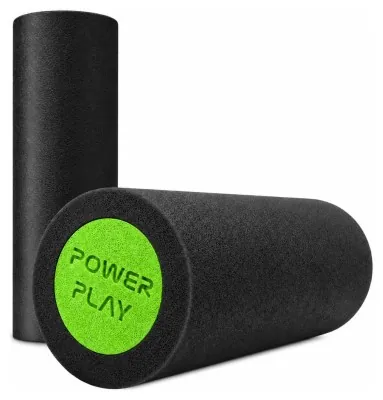 Массажный ролик (роллер) гладкий PowerPlay 4021 Fitness Roller Черно-зеленый (30x15см.)