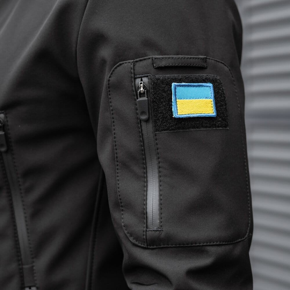 Куртка чоловіча демісезонна з капюшоном чорна Pobedov Motive, укр, укр