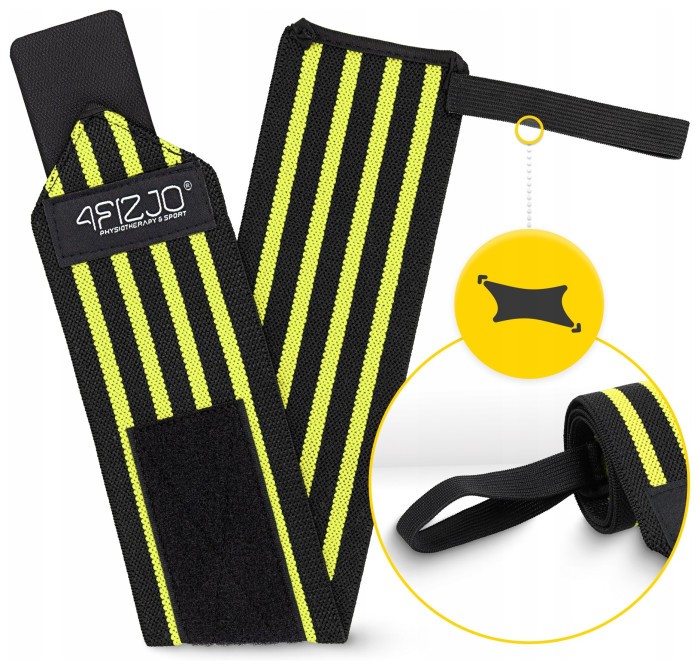 Бинты для запястий (кистовые бинты) 4FIZJO Wrist Wraps Black/Yellow (P-5907739311061)