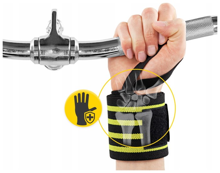 Бинты для запястий (кистовые бинты) 4FIZJO Wrist Wraps Black/Yellow (P-5907739311061)