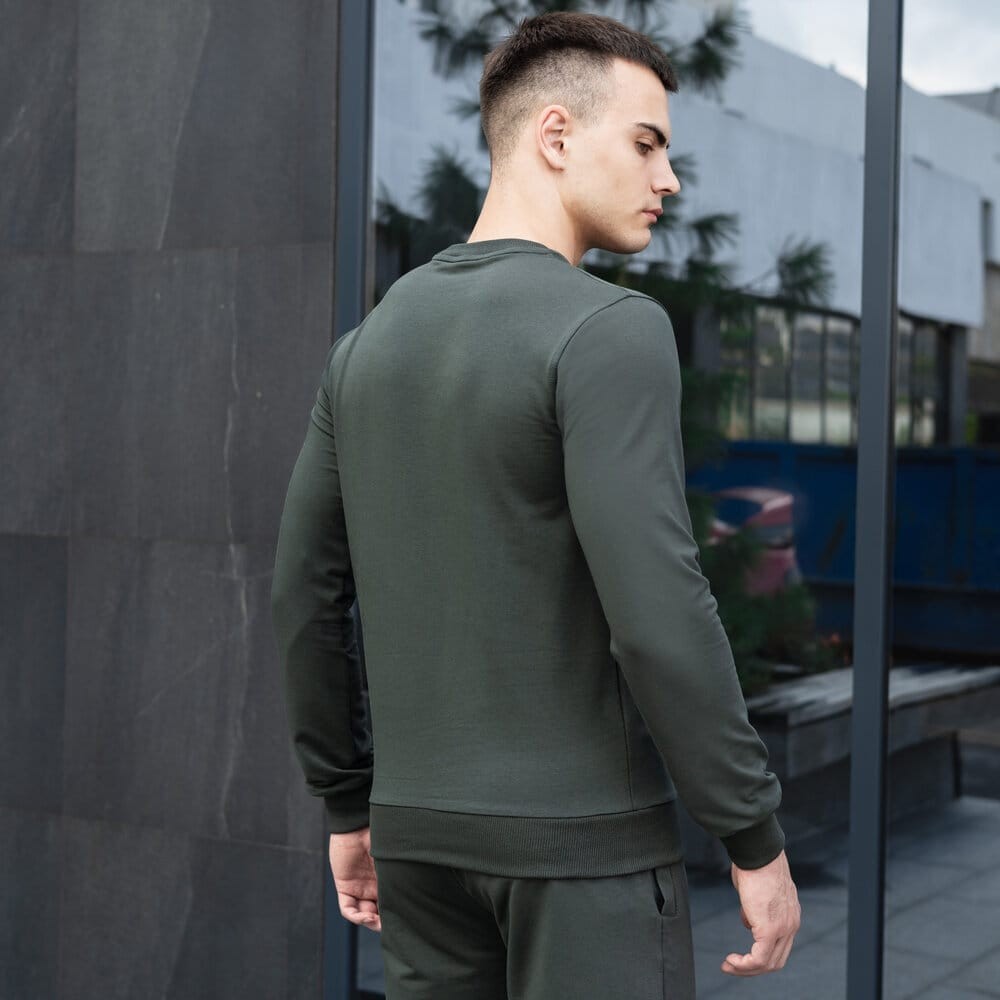 Світшот чоловічий однотонний темно-зелений Pobedov 001, укр, укр