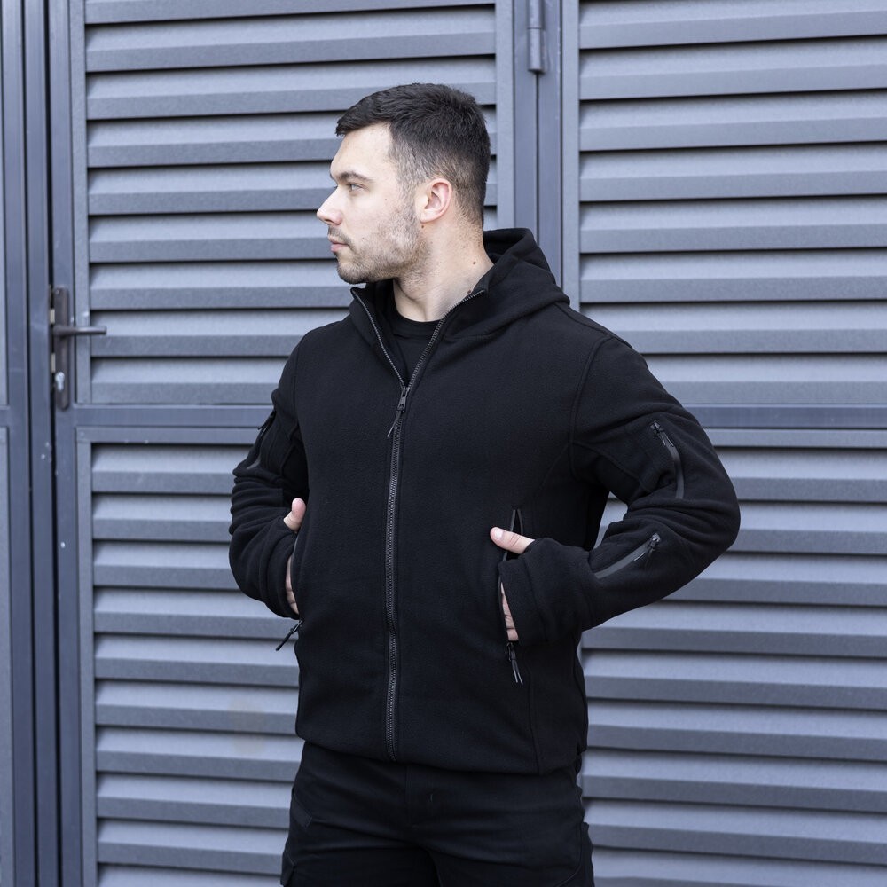 Чоловіча толстовка флісова на блискавці Pobedov Explorer чорна, укр, укр