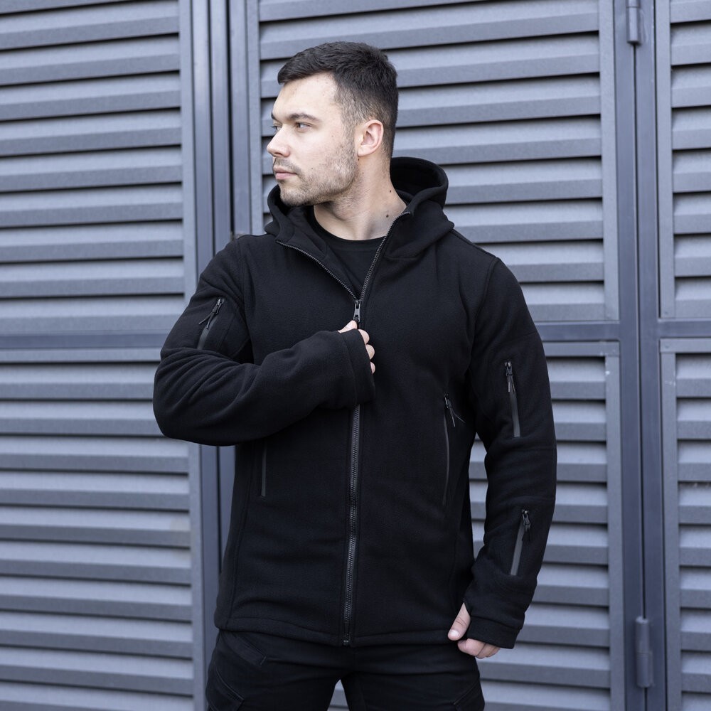 Чоловіча толстовка флісова на блискавці Pobedov Explorer чорна, укр, укр