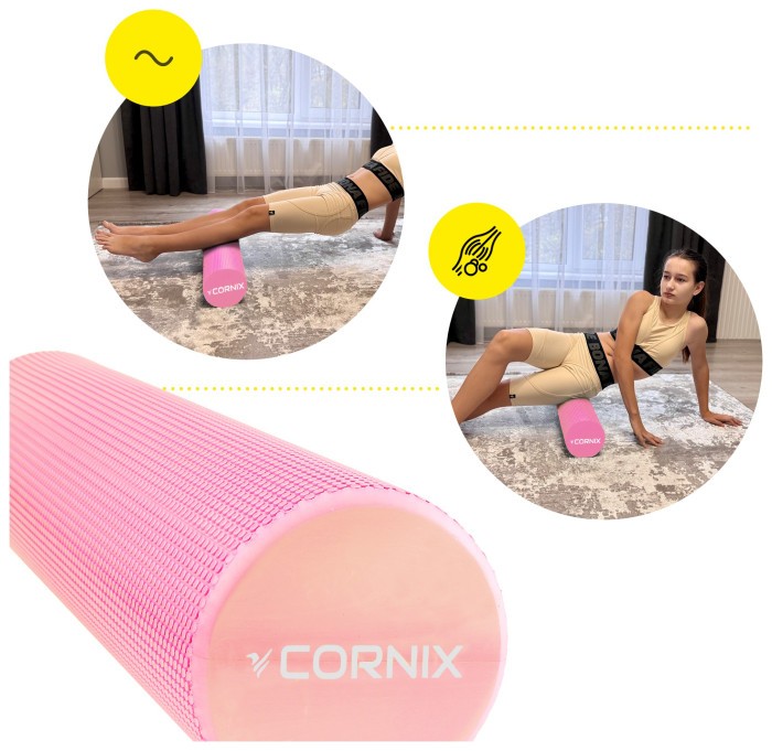Масажний ролик Cornix EVA+ 60 x 15 см (валик, роллер) XR-0308 Pink