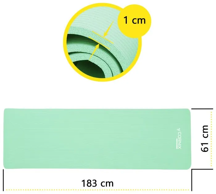 Коврик спортивный Cornix NBR 183 x 61 x 1 cм для йоги и фитнеса XR-0491 Light Green
