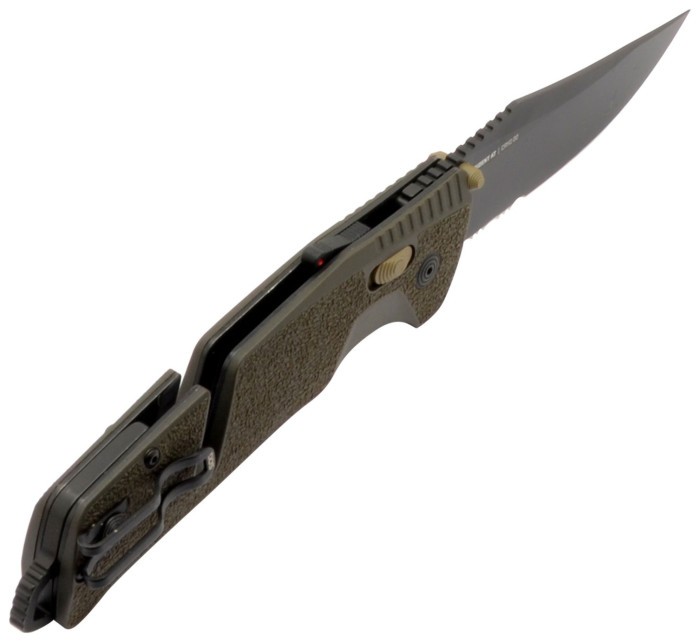 Раскладной нож SOG Trident AT, Olive Drab, Serrated