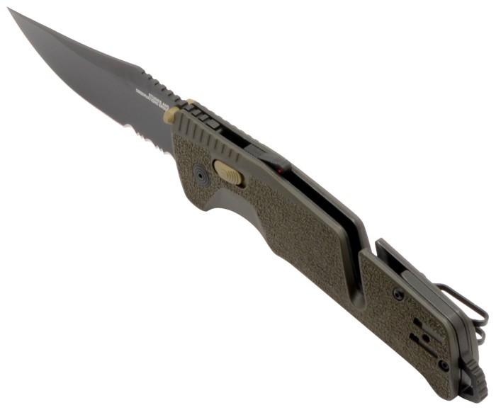 Раскладной нож SOG Trident AT, Olive Drab, Serrated