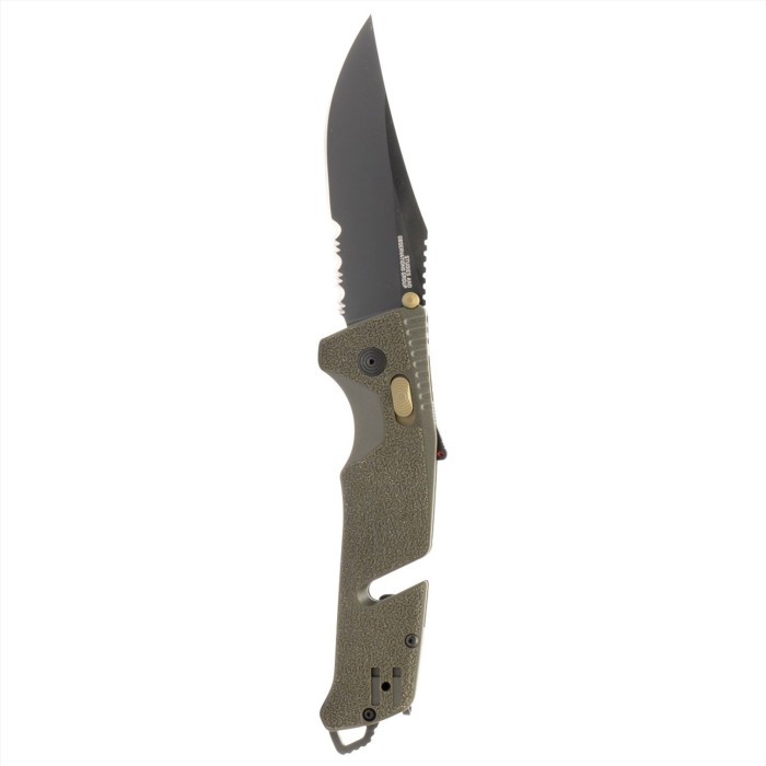 Раскладной нож SOG Trident AT, Olive Drab, Serrated