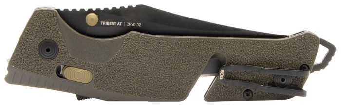 Раскладной нож SOG Trident AT, Olive Drab, Serrated