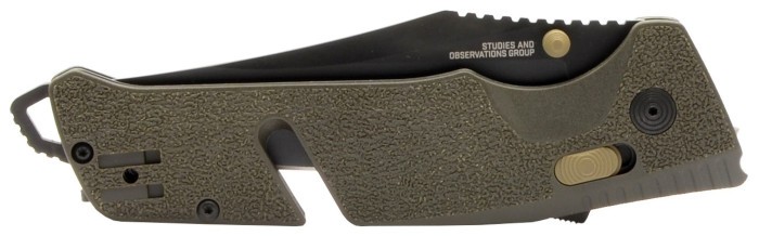 Раскладной нож SOG Trident AT, Olive Drab, Serrated