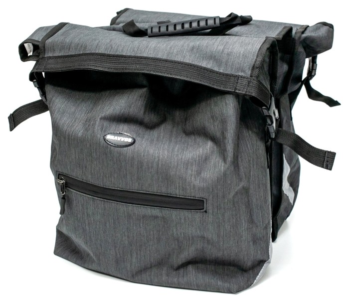 Велосумка штани, на багажник 35x30x13cm сірий BRAVVOS F-088, водовідштовх. матеріал, укр, укр