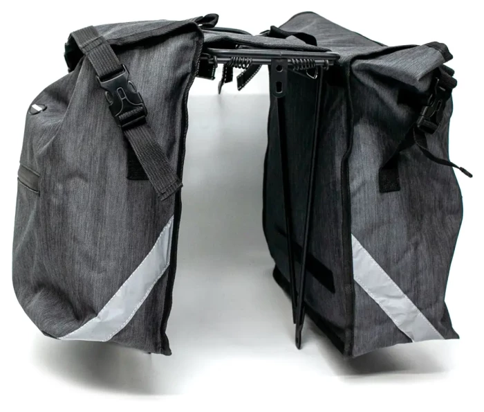 Велосумка штаны, на багажник 35x30x13cm серый BRAVVOS F-088, водоотталкивающий. материал