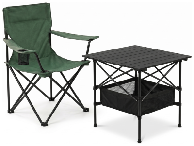 Комплект туристичний - стіл LEOBRO 52x52x50 см та крісло Lite Green