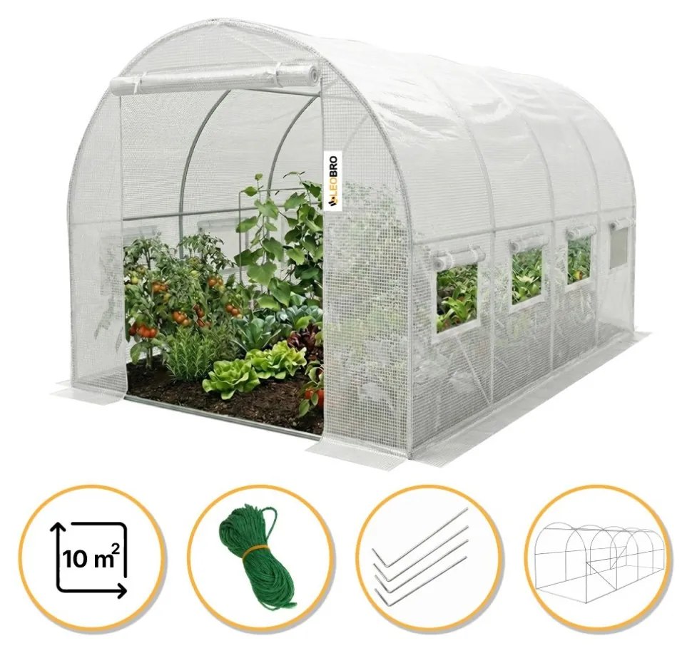 Садова теплиця парник LEOBRO Garden 10м² White (LB-G103-WHT) (LB-LB-G103-WHT)