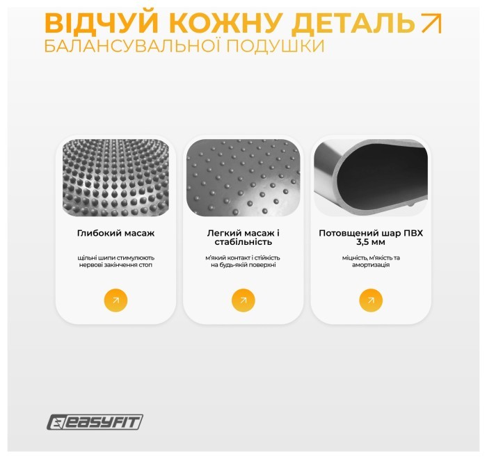 Балансировочная массажная подушка EasyFit Серый