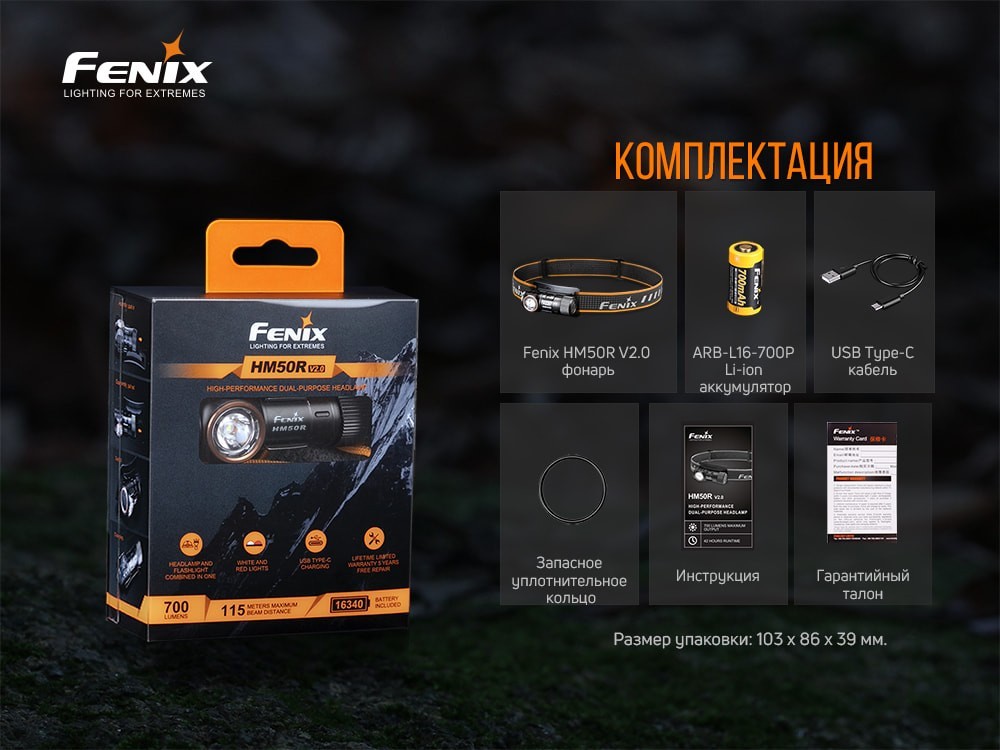 Фонарь налобный Fenix HM50R V2.0
