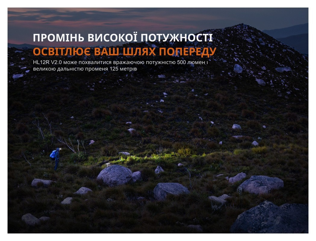 Ліхтар налобний Fenix HL12R V2.0 сірий, укр, укр