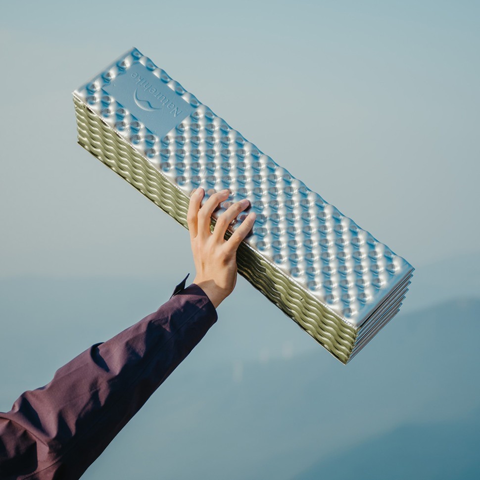 Килимок туристичний складаний двомісний IXPE Naturehike CNK2450WS044 з алюмінієвою плівкою, 200x120x1.8 см, синій, укр, укр