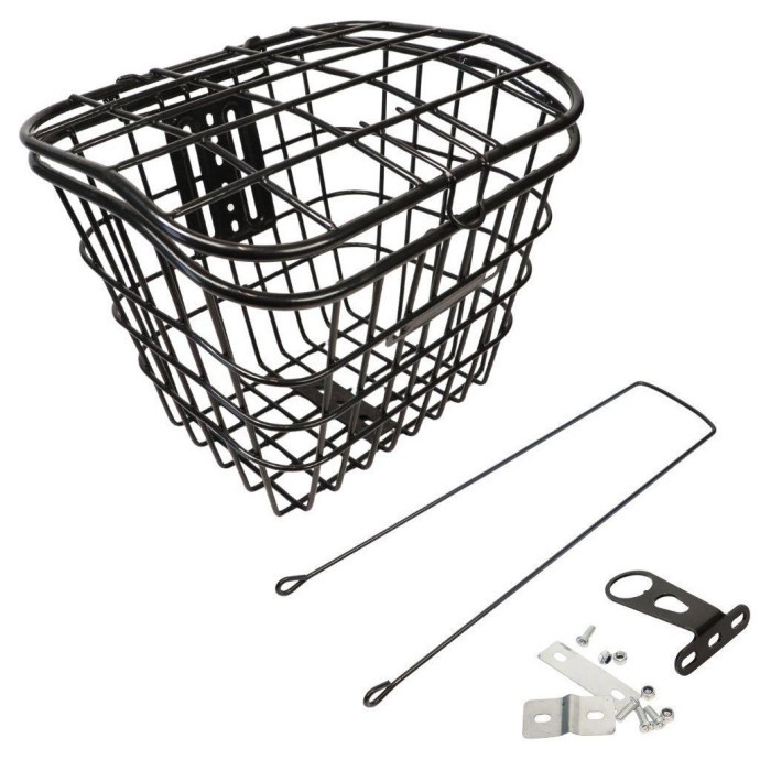 Кошик Сталь під болт і на рульову колонку 24-28" 340*270*260 мм зі стійкою 400L 25,4" CK-002B чорний з кришкою, укр, укр