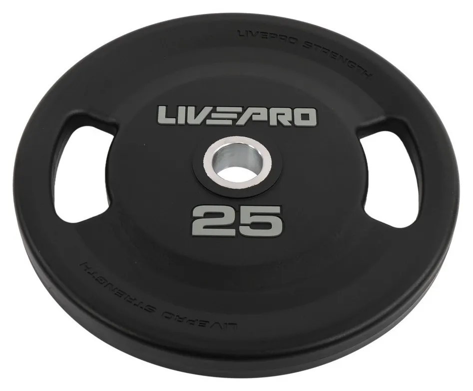 Млинці диски поліуретанові 2 Handle металева втулка LiveUp LP8337-25 ø51мм 25кг чорний (RNS_LP8337-25)