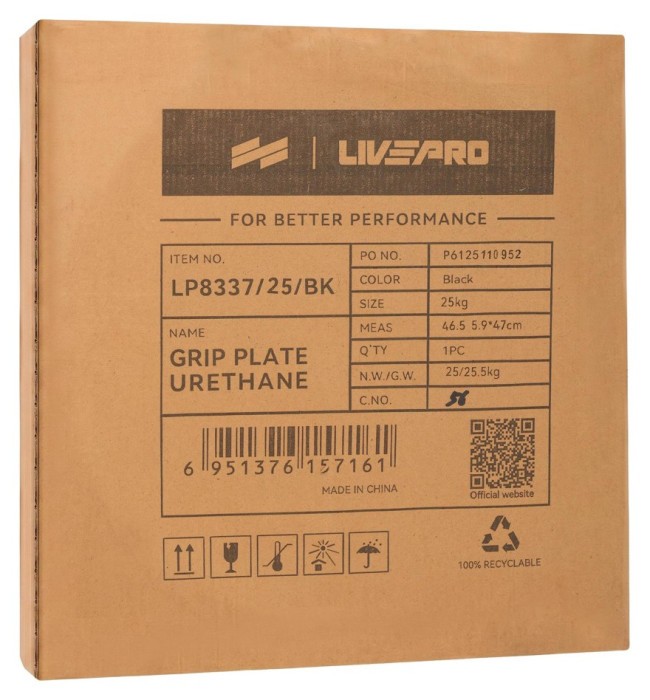 Блинчики диски полиуретановые 2 Handle металлическая втулка LiveUp LP8337-25 ø51мм 25кг черный
