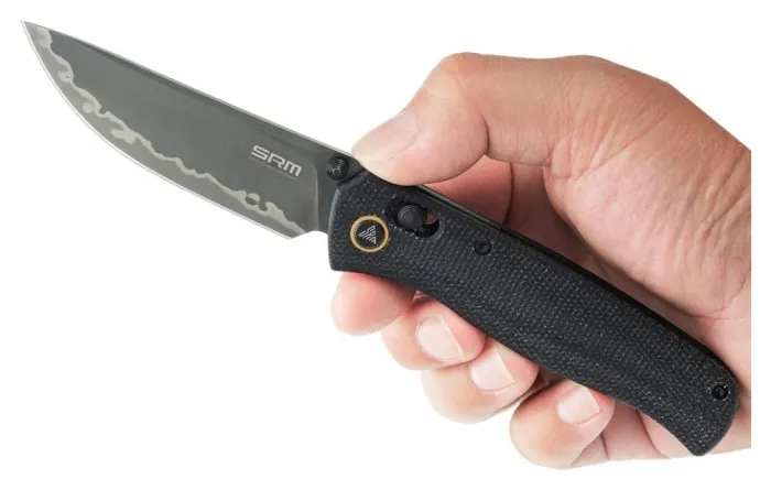 Нож складной туристический SRM Medal 255L-MB3 (8.2 см) 140Cr, Micarta черный