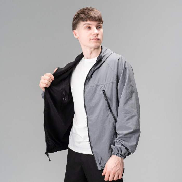 Куртка плащівка Slavni чорно-сіра, Весняна двостороння куртка Slavni Change чорно-сіра, укр, укр