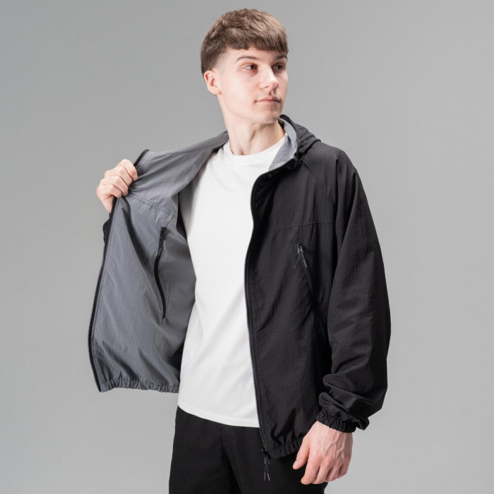 Куртка плащівка Slavni чорно-сіра, Весняна двостороння куртка Slavni Change чорно-сіра, укр, укр