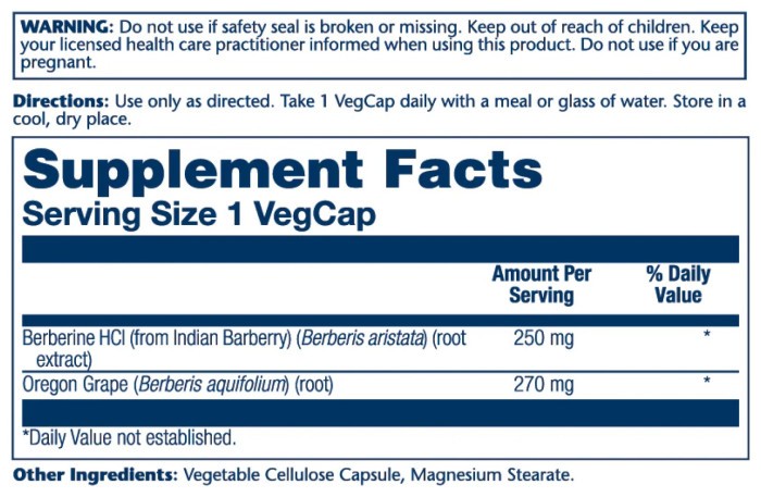 Berberine with Oregon Grape - 60 vcaps